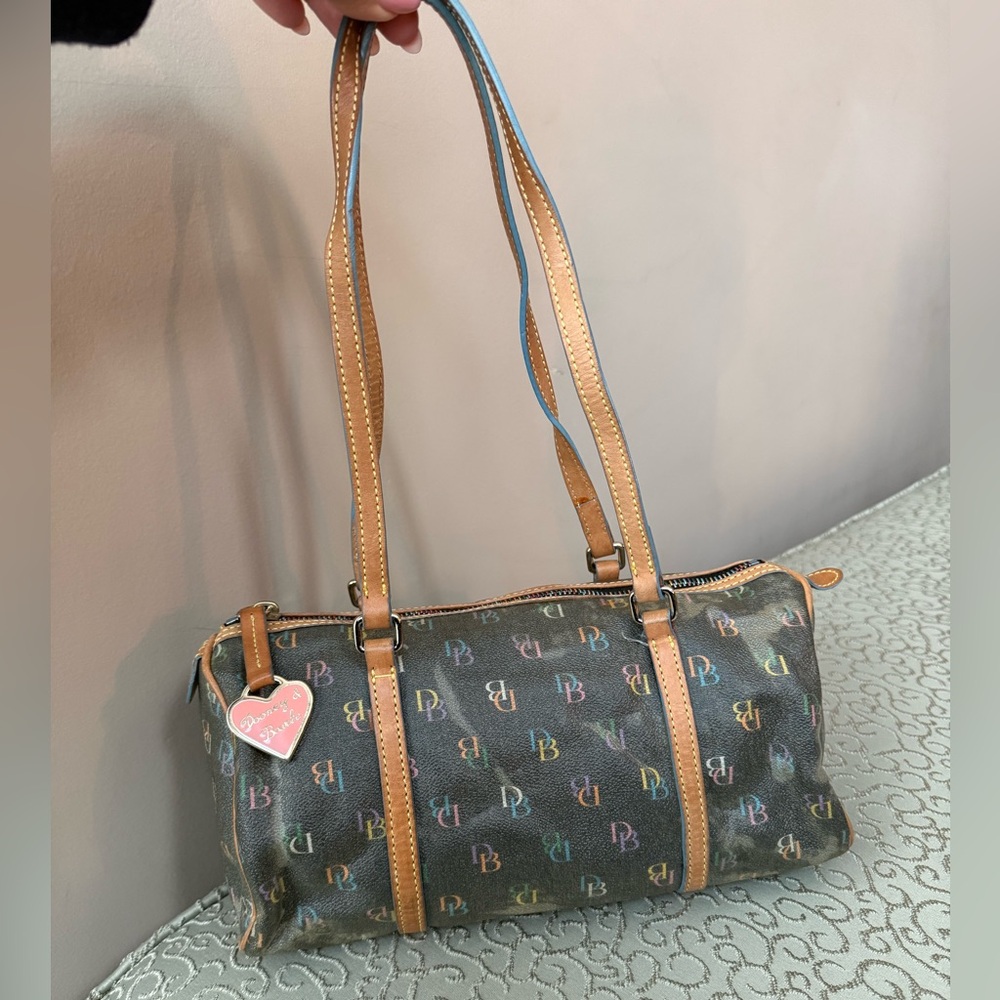 Vintage Dooney & Burke Gray and Tan Small Bag
